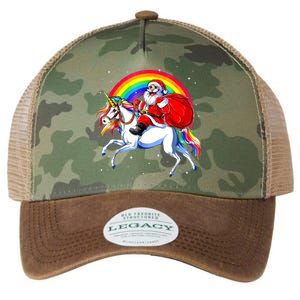 Santa Claus Riding Unicorn Rainbow Christmas Gifs Gift Legacy Tie Dye Trucker Hat