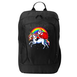 Santa Claus Riding Unicorn Rainbow Christmas Gifs Gift City Backpack