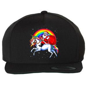 Santa Claus Riding Unicorn Rainbow Christmas Gifs Gift Wool Snapback Cap