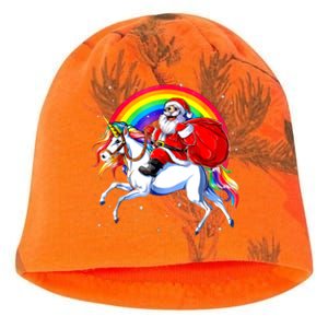 Santa Claus Riding Unicorn Rainbow Christmas Gifs Gift Kati - Camo Knit Beanie