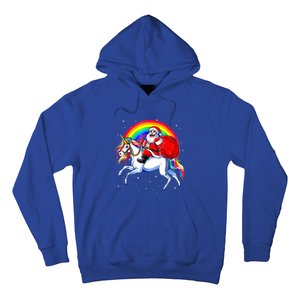 Santa Claus Riding Unicorn Rainbow Christmas Gifs Gift Hoodie