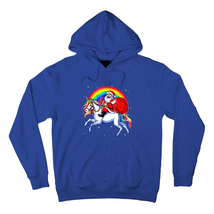 Santa Claus Riding Unicorn Rainbow Christmas Gifs Gift Hoodie