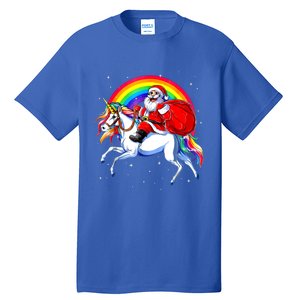 Santa Claus Riding Unicorn Rainbow Christmas Gifs Gift Tall T-Shirt