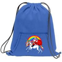 Santa Claus Riding Unicorn Rainbow Christmas Gifs Gift Sweatshirt Cinch Pack Bag