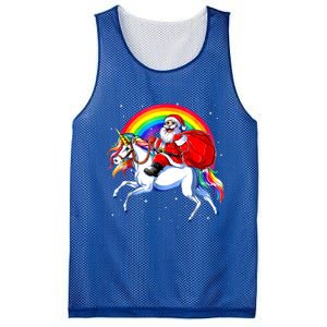 Santa Claus Riding Unicorn Rainbow Christmas Gifs Gift Mesh Reversible Basketball Jersey Tank