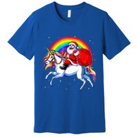 Santa Claus Riding Unicorn Rainbow Christmas Gifs Gift Premium T-Shirt