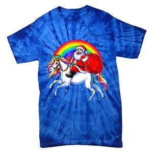 Santa Claus Riding Unicorn Rainbow Christmas Gifs Gift Tie-Dye T-Shirt