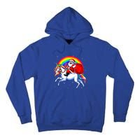 Santa Claus Riding Unicorn Rainbow Christmas Gifs Gift Tall Hoodie