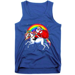 Santa Claus Riding Unicorn Rainbow Christmas Gifs Gift Tank Top