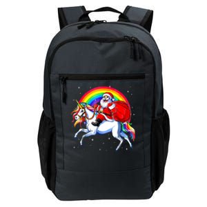 Santa Claus Riding Unicorn Rainbow Christmas Gifs Gift Daily Commute Backpack