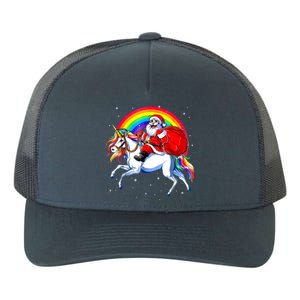 Santa Claus Riding Unicorn Rainbow Christmas Gifs Gift Yupoong Adult 5-Panel Trucker Hat