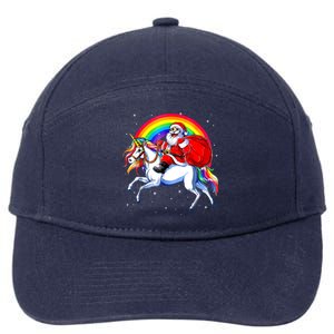 Santa Claus Riding Unicorn Rainbow Christmas Gifs Gift 7-Panel Snapback Hat