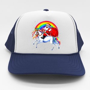 Santa Claus Riding Unicorn Rainbow Christmas Gifs Gift Trucker Hat