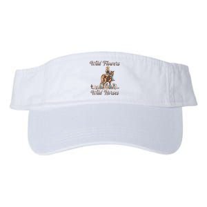 Sunset Cowgirl Riding Horse Wild Flowers Wild Horses Valucap Bio-Washed Visor