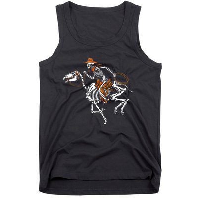 Skeleton Cowboy Riding Horse Halloween Rider Costume Tank Top