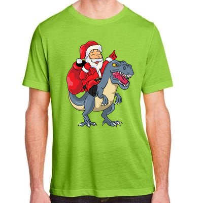 Santa Claus Riding Trex Dinosaur Christmas Dino Tree Rex Gift Adult ChromaSoft Performance T-Shirt