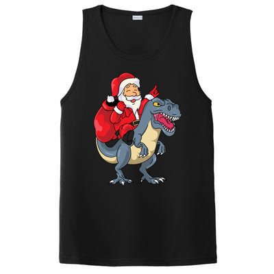 Santa Claus Riding Trex Dinosaur Christmas Dino Tree Rex Gift PosiCharge Competitor Tank