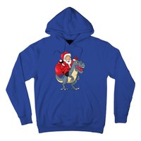 Santa Claus Riding Trex Dinosaur Christmas Dino Tree Rex Gift Hoodie