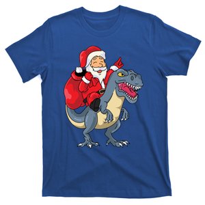 Santa Claus Riding Trex Dinosaur Christmas Dino Tree Rex Gift T-Shirt