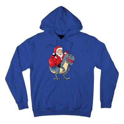 Santa Claus Riding Trex Dinosaur Christmas Dino Tree Rex Gift Tall Hoodie