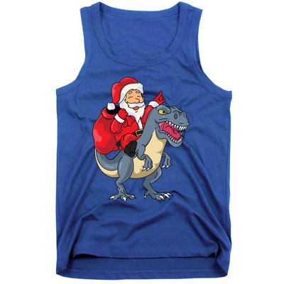 Santa Claus Riding Trex Dinosaur Christmas Dino Tree Rex Gift Tank Top