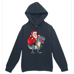 Santa Claus Riding Trex Dinosaur Christmas Dino Tree Rex Gift Urban Pullover Hoodie