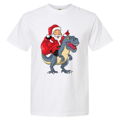 Santa Claus Riding Trex Dinosaur Christmas Dino Tree Rex Gift Garment-Dyed Heavyweight T-Shirt