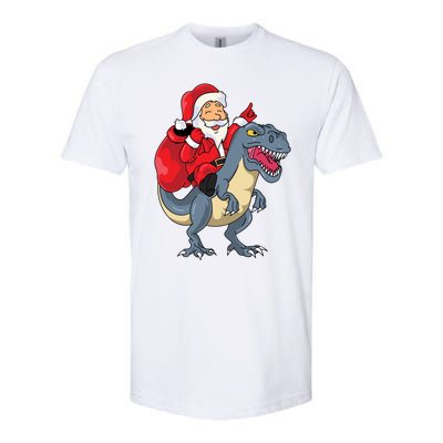 Santa Claus Riding Trex Dinosaur Christmas Dino Tree Rex Gift Softstyle CVC T-Shirt