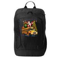 Santa Claus Riding School Bus Driver Christmas Tree Graphic City Backpack