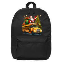 Santa Claus Riding School Bus Driver Christmas Tree Graphic 16 in Basic Backpack