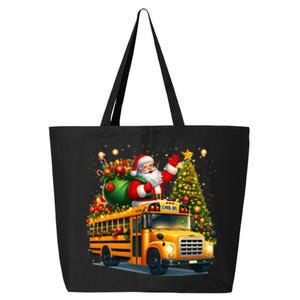 Santa Claus Riding School Bus Driver Christmas Tree Graphic 25L Jumbo Tote