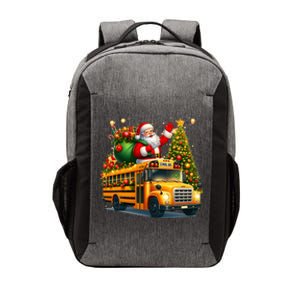 Santa Claus Riding School Bus Driver Christmas Tree Graphic Vector Backpack