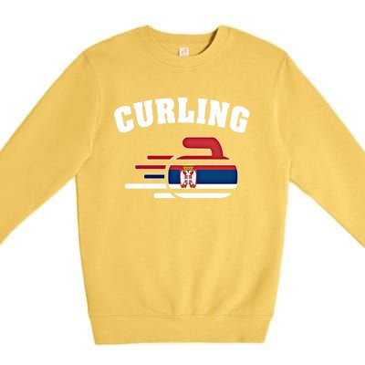 Serbia Curling Rock Sport Fans Serbian Curlers Winter Sports Cool Gift Premium Crewneck Sweatshirt