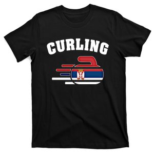 Serbia Curling Rock Sport Fans Serbian Curlers Winter Sports Cool Gift T-Shirt