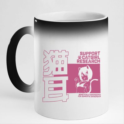 Support Catgirl Research Anime Japan 11oz Black Color Changing Mug