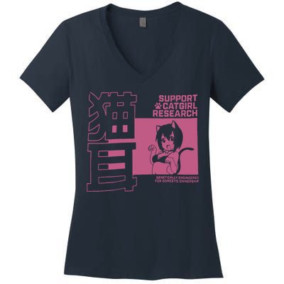 Support Catgirl Research Anime Japan Women's V-Neck T-Shirt