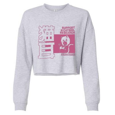 Support Catgirl Research Anime Japan Cropped Pullover Crew