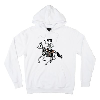 Skeleton Cowboy Riding Horse Halloween Rider Costume Vneck Hoodie