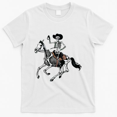 Skeleton Cowboy Riding Horse Halloween Rider Costume Vneck T-Shirt