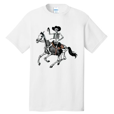 Skeleton Cowboy Riding Horse Halloween Rider Costume Vneck Tall T-Shirt