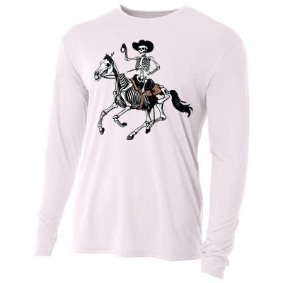 Skeleton Cowboy Riding Horse Halloween Rider Costume Vneck Cooling Performance Long Sleeve Crew