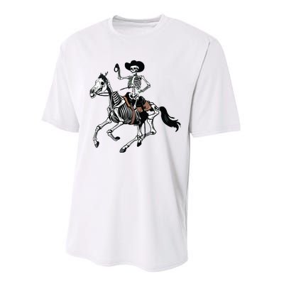 Skeleton Cowboy Riding Horse Halloween Rider Costume Vneck Performance Sprint T-Shirt