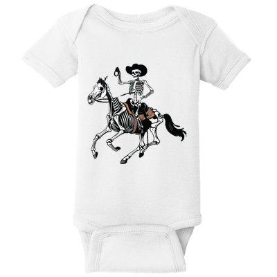 Skeleton Cowboy Riding Horse Halloween Rider Costume Vneck Baby Bodysuit