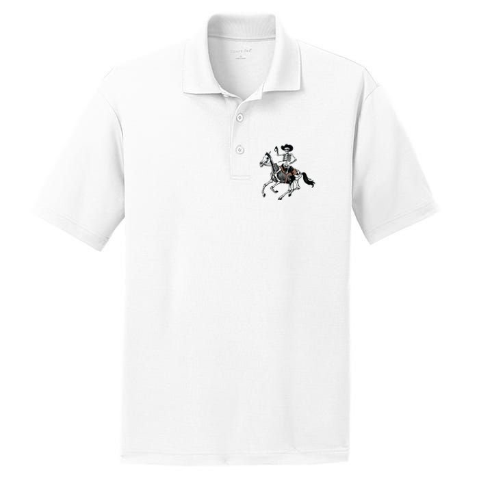 Skeleton Cowboy Riding Horse Halloween Rider Costume Vneck PosiCharge RacerMesh Polo