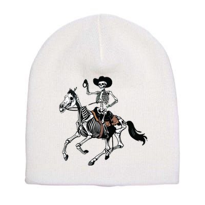 Skeleton Cowboy Riding Horse Halloween Rider Costume Vneck Short Acrylic Beanie
