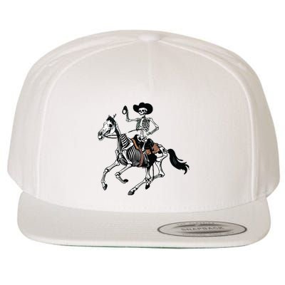 Skeleton Cowboy Riding Horse Halloween Rider Costume Vneck Wool Snapback Cap