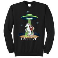 Santa Claus Riding Unicorn Alien Space Ufo Christmas Design Sweatshirt