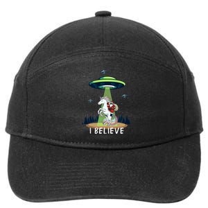 Santa Claus Riding Unicorn Alien Space Ufo Christmas Design 7-Panel Snapback Hat