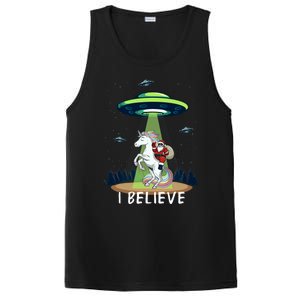 Santa Claus Riding Unicorn Alien Space Ufo Christmas Design PosiCharge Competitor Tank