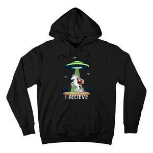 Santa Claus Riding Unicorn Alien Space Ufo Christmas Design Tall Hoodie